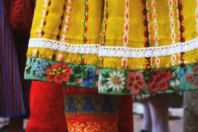 Yellow, green and red skirt
